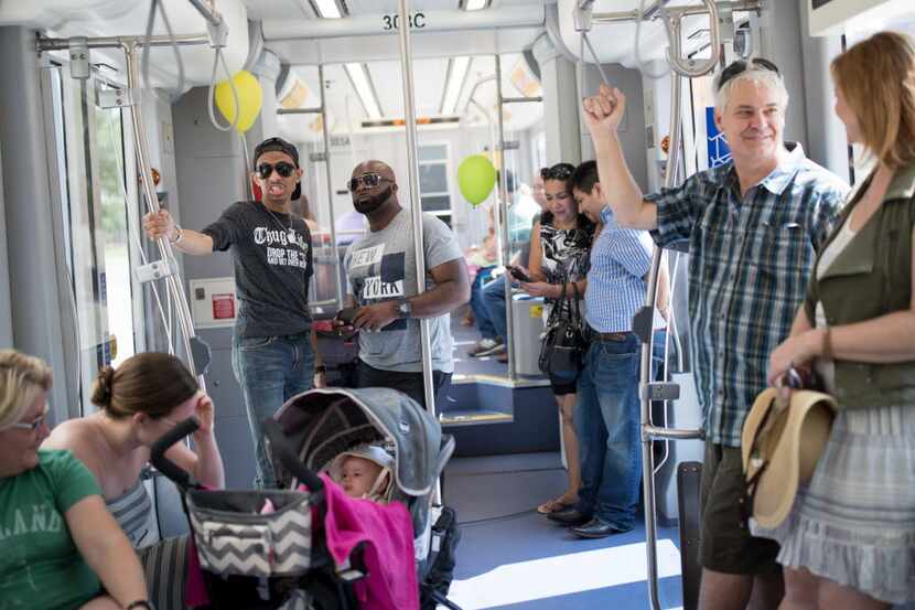 There's room for up to 30 passenger to sit and another 30 or so to stand on the streetcar,...