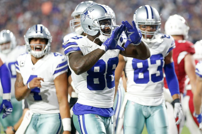 Dallas Cowboys wide receiver Dez Bryant (88) celebrates after scoring a touchdown during the...