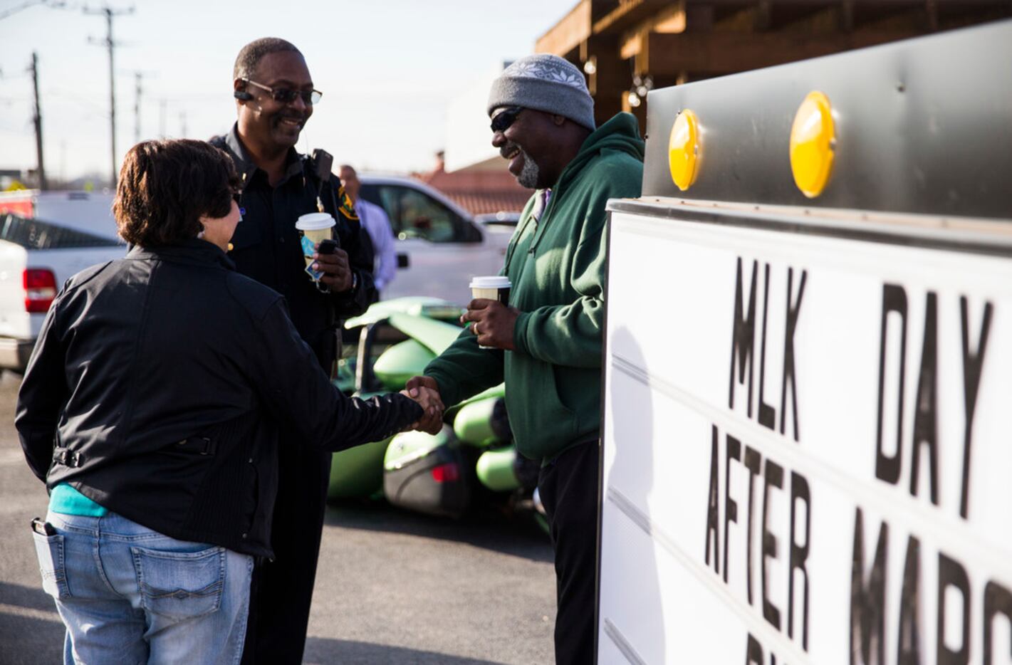 Gubernatorial candidate and former Dallas County Sheriff Lupe Valdez greets people outside...