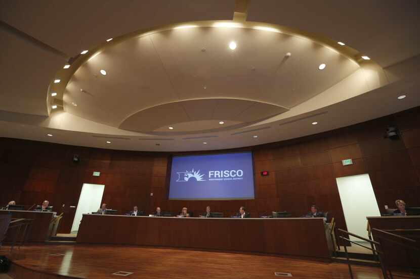 A Frisco ISD school board special meeting at the Frisco ISD administration building