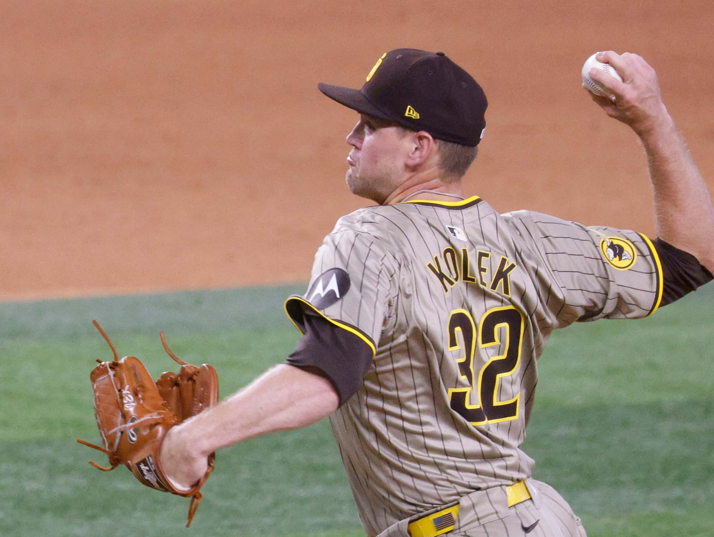 San Diego Padres pitcher Stephen Kolek (32) delivers during the fourth inning of a baseball...