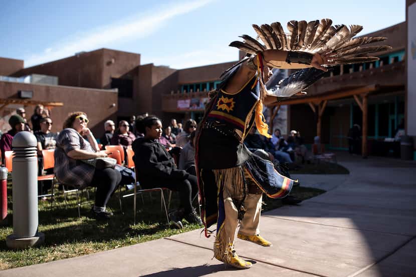 Kyle Toya performs the Eagle Dance at the Indian Pueblo Cultural Center in Albuquerque.