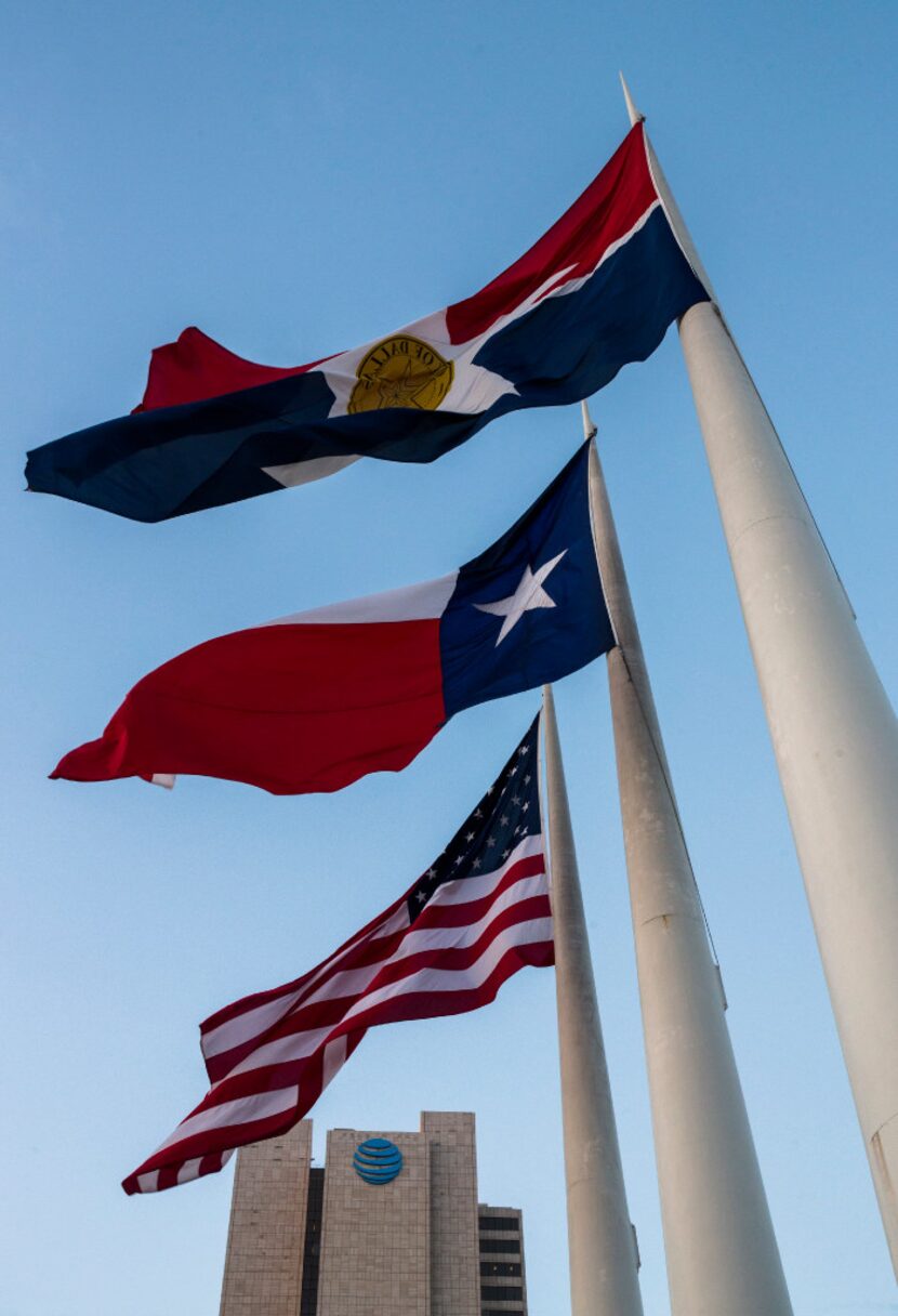 Dallas' official flag flies in front of Dallas City Hall. Because it has no choice.