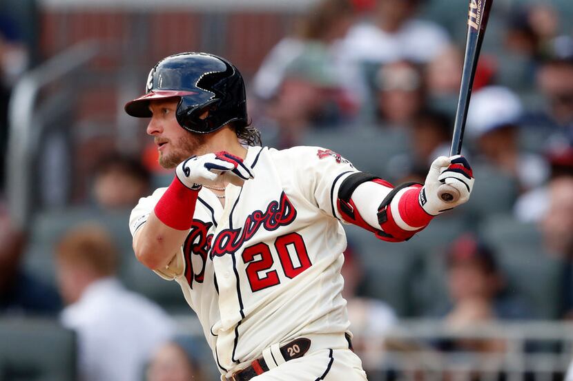 Atlanta Braves third baseman Josh Donaldson (20) bats against the Chicago White Sox during a...