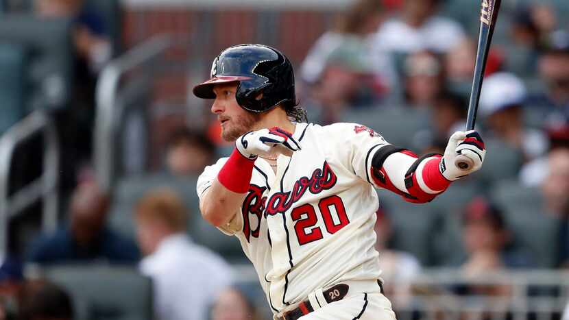 FILE - Braves third baseman Josh Donaldson (20) bats against the Chicago White Sox during a...
