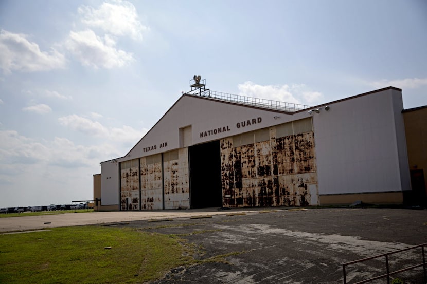 One of several abandoned buildings at Hensley Field. The contaminated site, a former Navy...