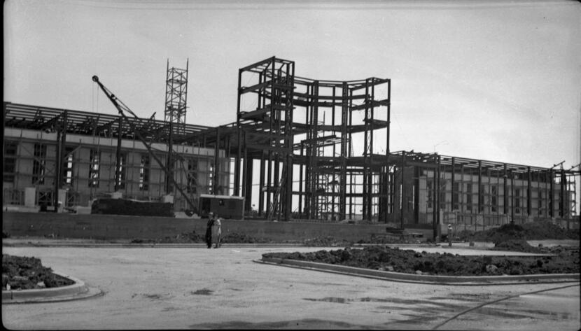The State of Texas building, now known as the Hall of State building, under construction for...