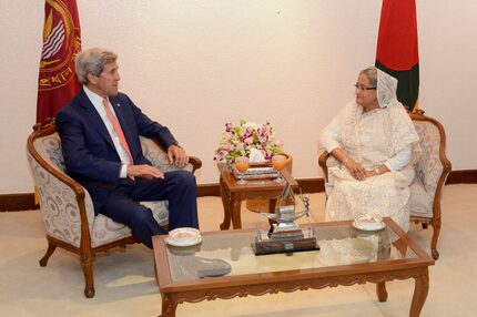 Secretary of State John Kerry meets with Bangladesh Prime Minister Sheikh Hasina in Dhaka.