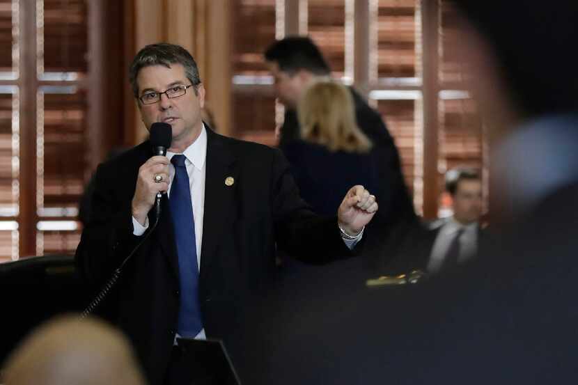 Sen. Charles Perry, R-Lubbock, speaks as the Texas Senate debates a contentious "sanctuary...