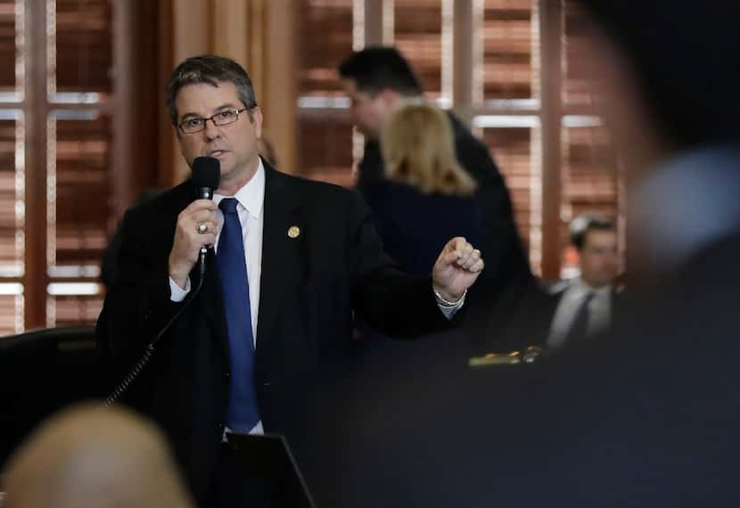 Sen. Charles Perry, R-Lubbock, speaks as the Texas Senate debates a contentious "sanctuary...