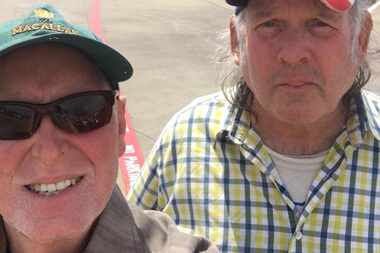 The author, Rawlins Gilliland, left, takes Charles, right, to Golden Corral for lunch.