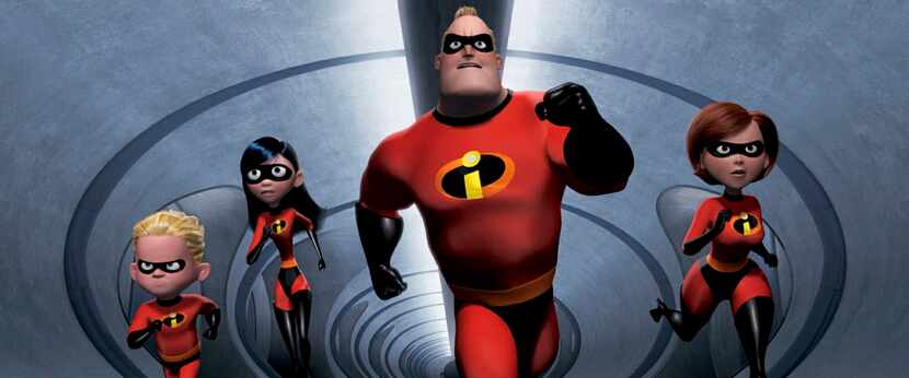 In this undated animated still frame released by Pixar, The Incredibles family:  speedy...