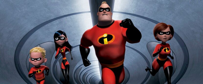 In this undated animated still frame released by Pixar, The Incredibles family:  speedy...