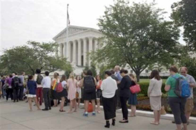  People lined up Friday for a seat inside the Supreme Court ahead of a major ruling on gay...