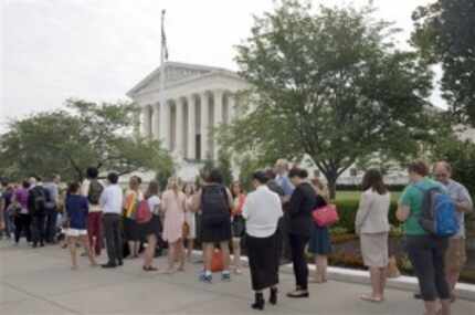  People lined up Friday for a seat inside the Supreme Court ahead of a major ruling on gay...
