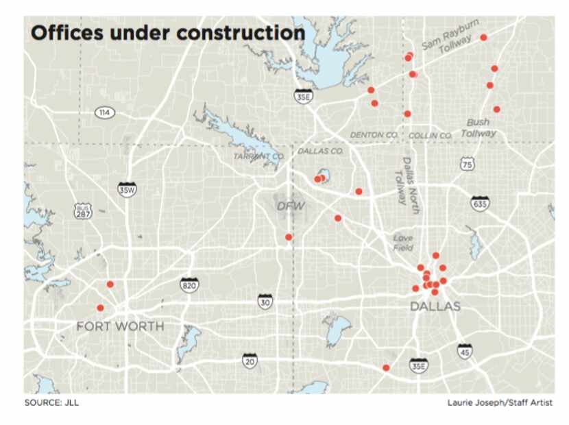 Office construction is widespread in North Texas.