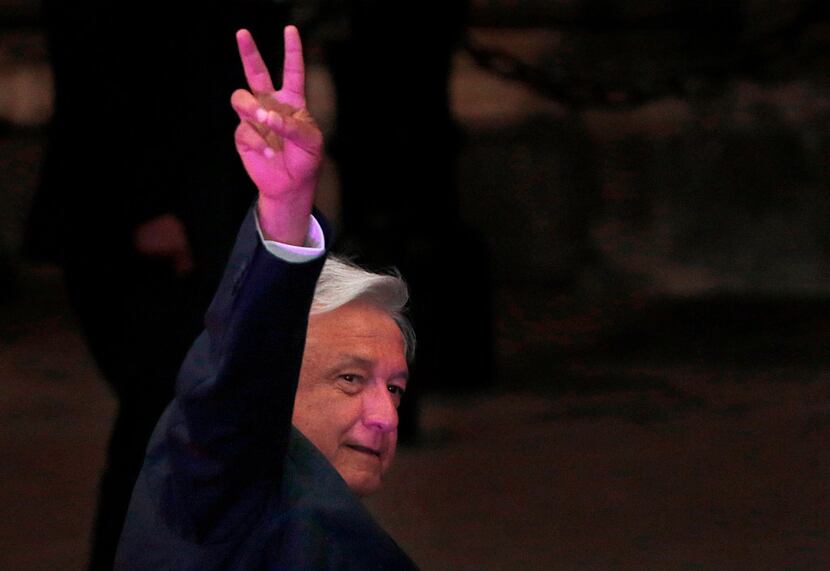 Presidential candidate Andres Manuel Lopez Obrador, with the MORENA party, arrives for the...