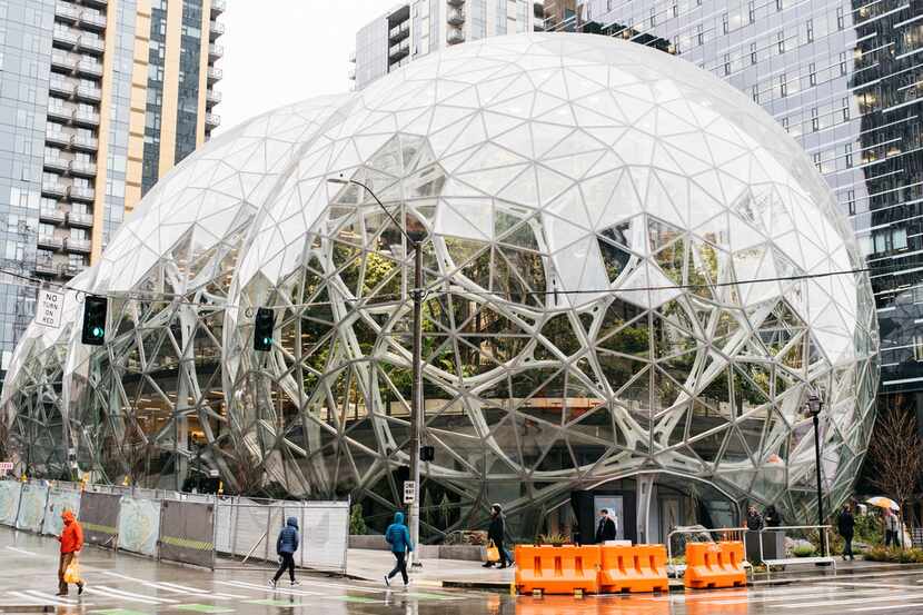 The glass spheres outside Amazon's headquarters in Seattle, Jan. 24, 2018. Amazon abruptly...