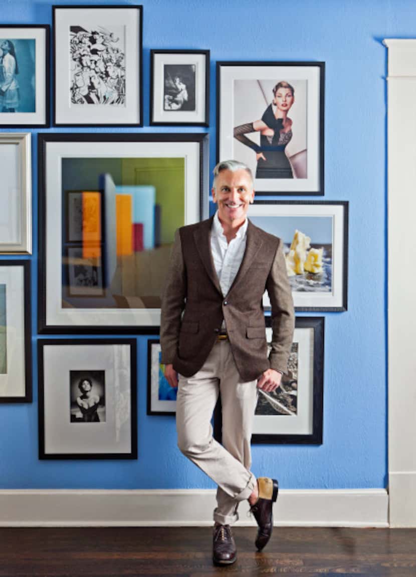Tim Flannery dresses the walls of his Oak Cliff study with original fashion photographs by...