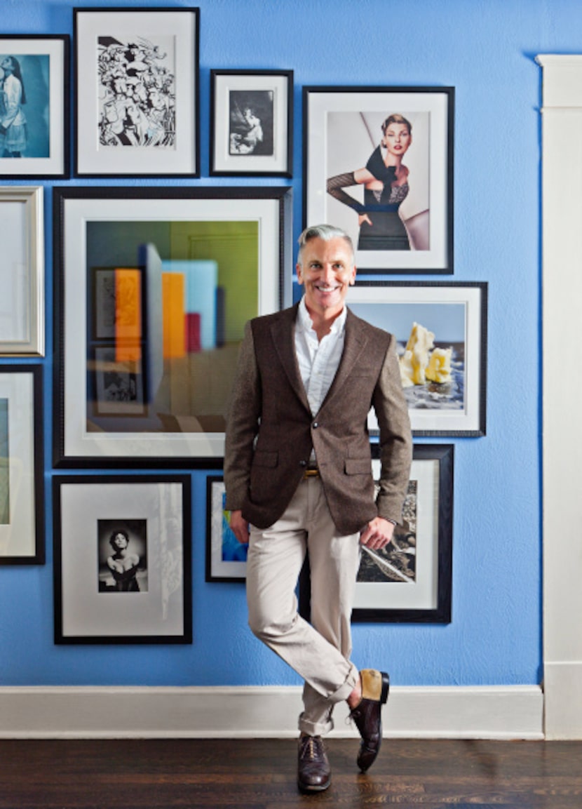 Tim Flannery dresses the walls of his Oak Cliff study with original fashion photographs by...