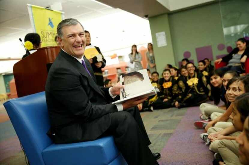 
Mayor Mike Rawlings read 'I Want My Hat Back' by Jon Klassen to a group that included...