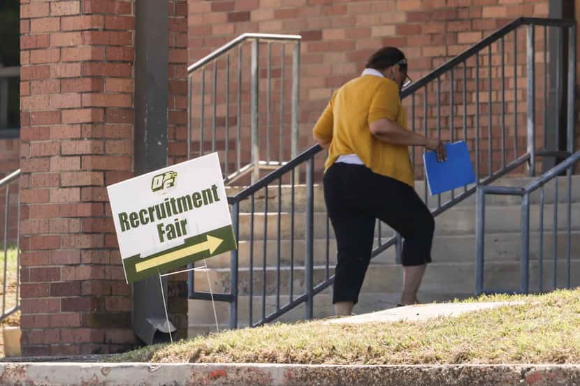 The DeSoto Independent School District hold a job fair to hire teachers and aides at the...