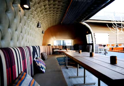 At Haywire in Plano, an Airstream acts as a 'lounge' on the third-floor patio.