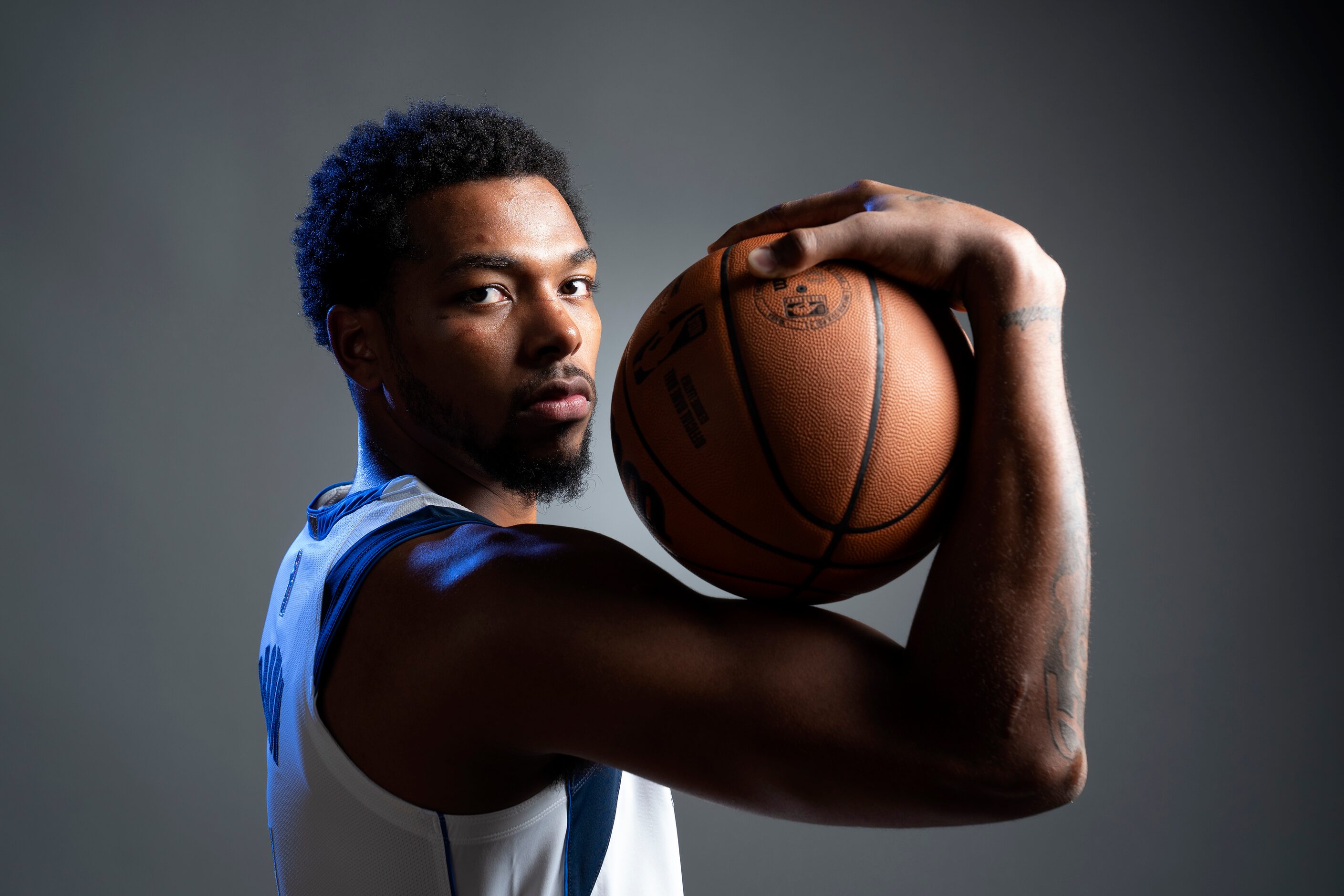 Dallas Mavericks guard Sterling Brown (0) poses for a portrait during the Dallas Mavericks...