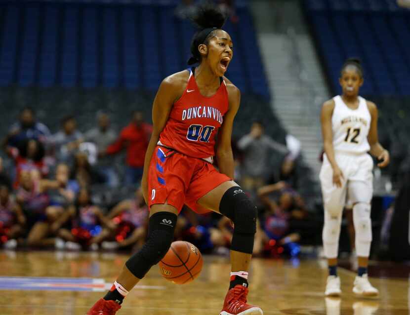 FILE - Duncanville's Zarielle Green (00), pictured here during the Class 6A UIL girls...