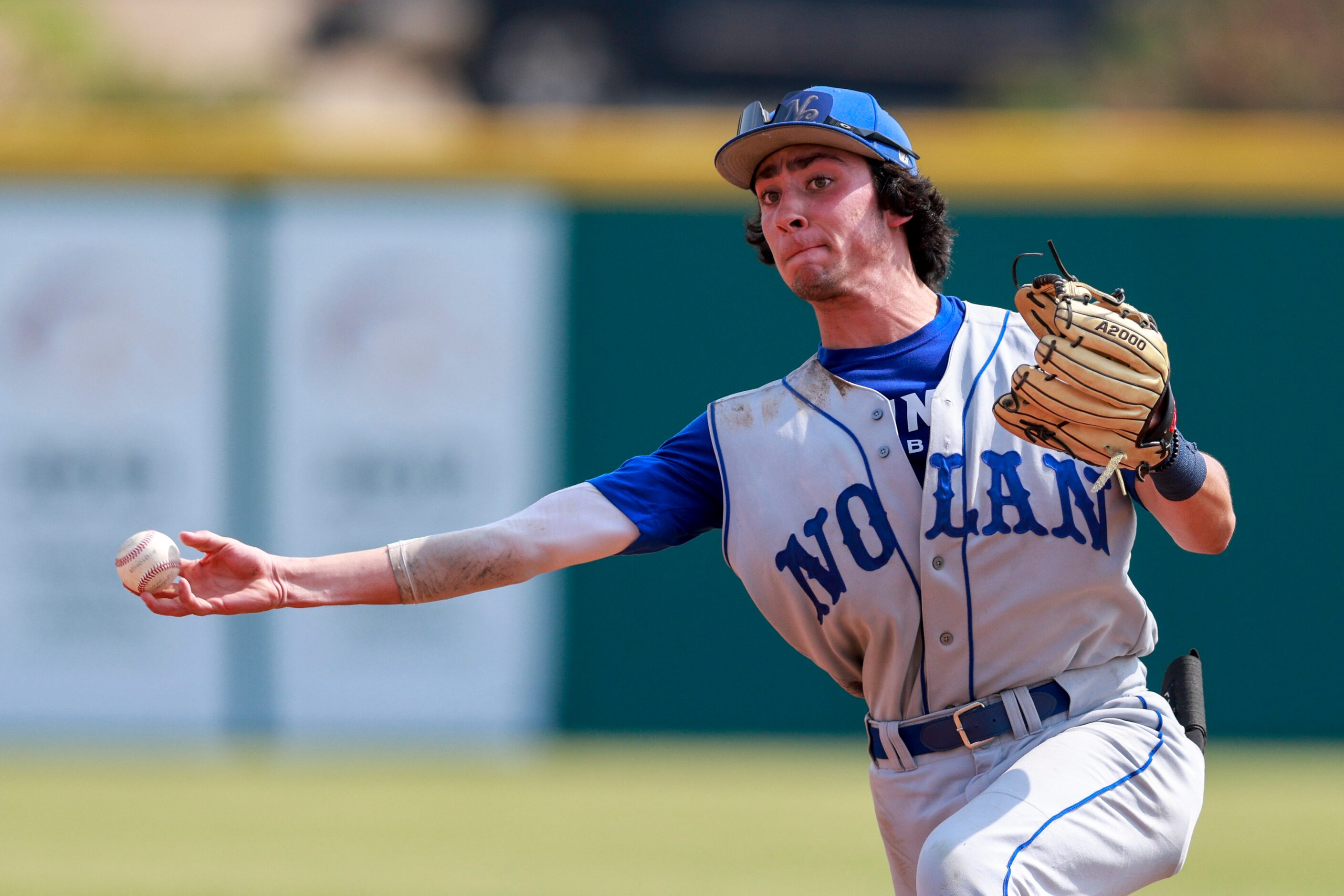 Fort Worth Nolan infielder Robert Nagid (7) throws to first base for an out during a TAPPS...