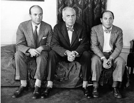 American writers John Dos Passos (left), Theodore Dreiser  and Samuel Ornitz in New York...