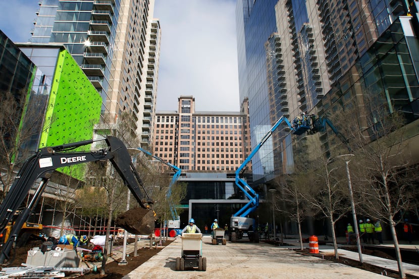 Construction is winding down on the Trammell Crow Co. Park District project overlooking...