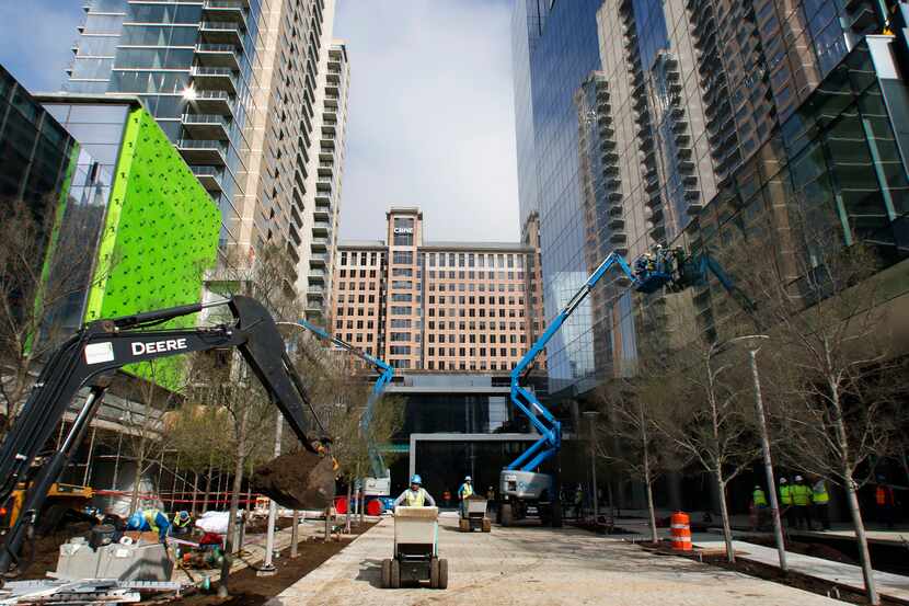Construction is winding down on the Trammell Crow Co. Park District project overlooking...
