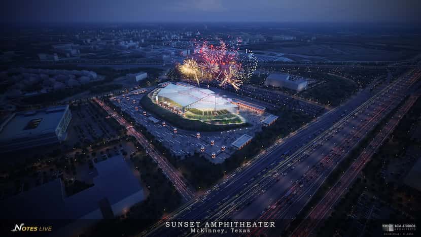 Sunset Amphitheater se construirá cerca del US75 y el Hwy 121 en McKinney, Texas.