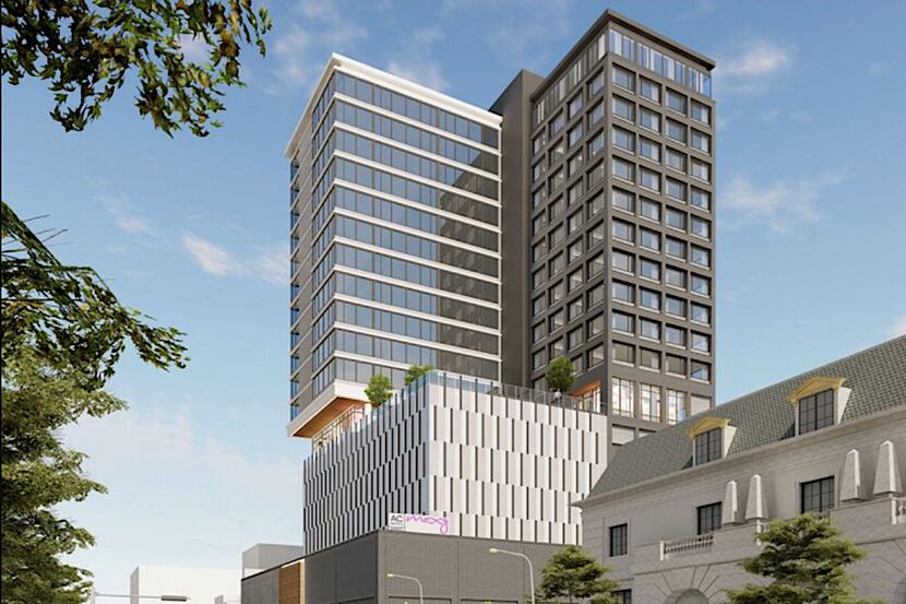 The 19-story Moxy and AC Hotel is planned on Hall Street in Uptown Dallas.