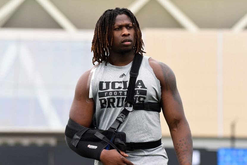 UCLA defensive end Takkarist McKinley attended UCLA's pro day in Los Angeles, Tuesday, March...