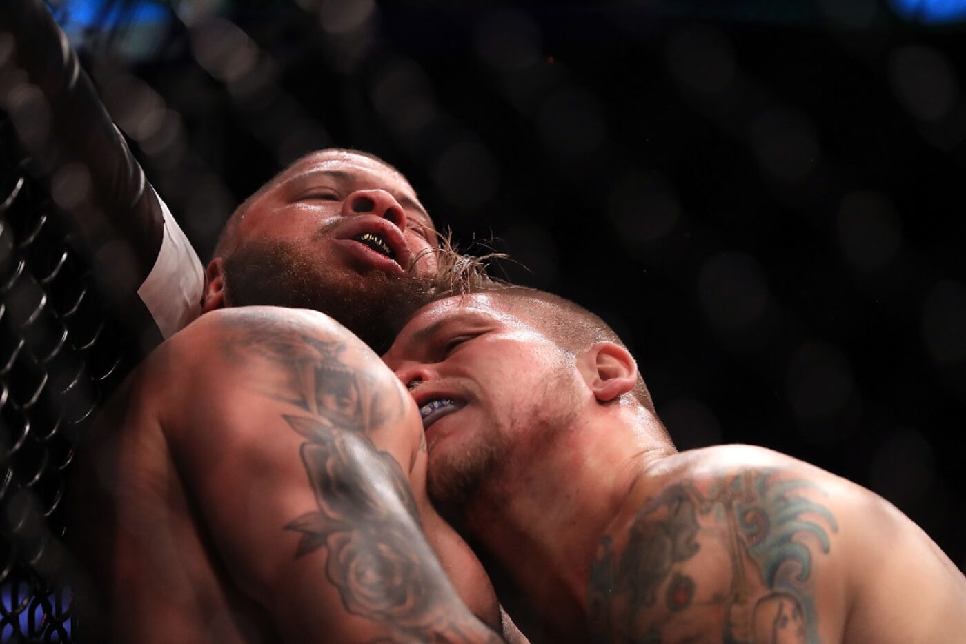 DALLAS, TX - MAY 13:  (L-R) Rashad Coulter fights against Chase Sherman in their Heavyweight...