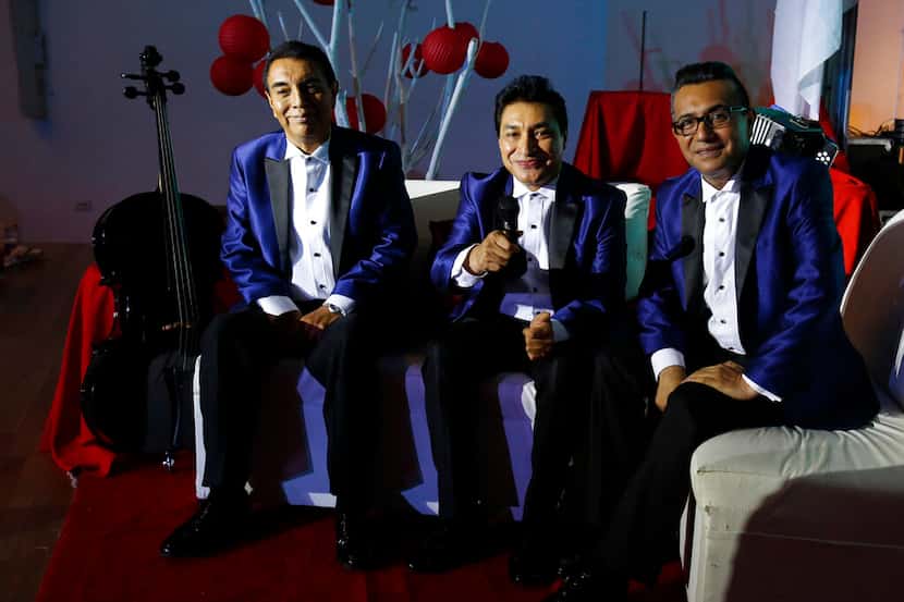 Miembros de la banda de cumbia Los Ángeles Azules posan durante una entrevista con The...