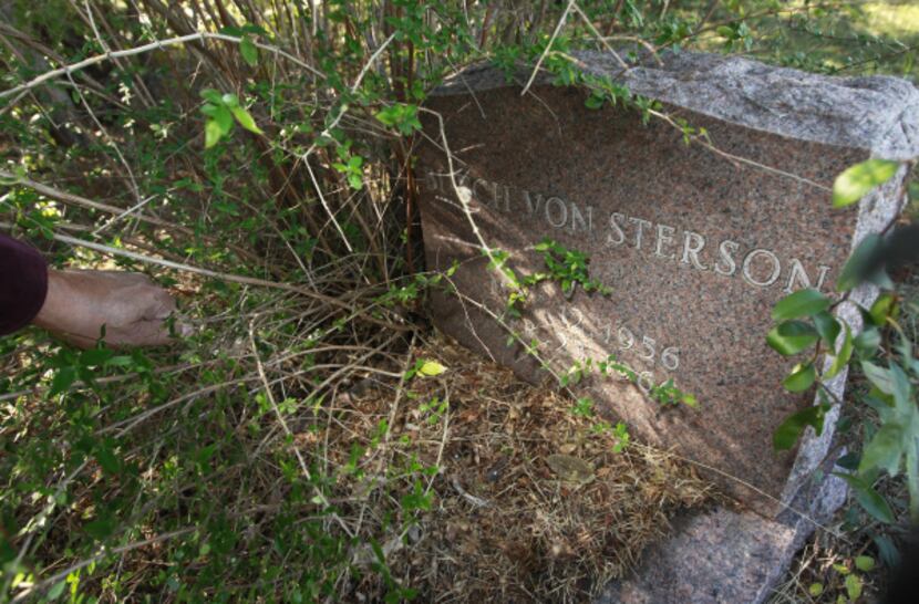 Brush covers the grave marker of a pet buried at the cemetery, which has sat on 1.8 acres...