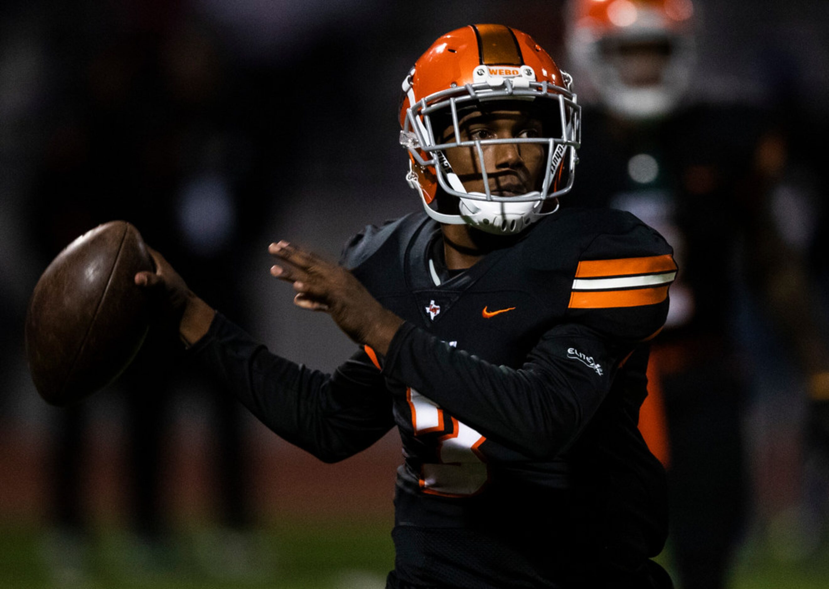 Lancaster quarterback Glenn Rice Jr. (3) throws a pass during the fourth quarter of a...