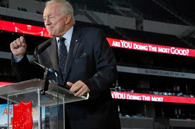 
Cowboys owner Jerry Jones spoke at the Salvation Army Arlington’s inaugural Inspiring Hope...