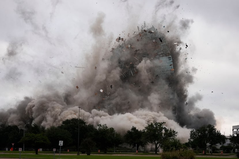 The Hertz Tower, that was heavily damaged after Hurricanes Laura and Delta in 2020, is...