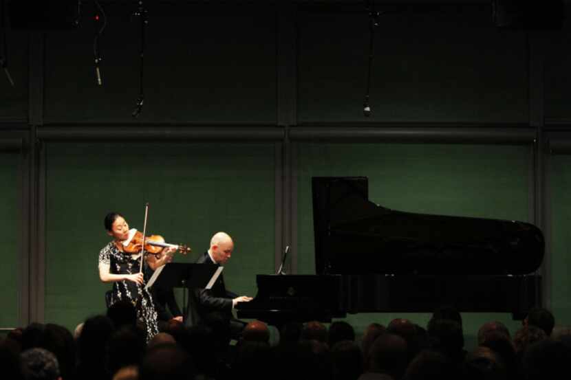 Violinist Midori, accompanied by pianist Ozgur Aydin, performed at the Nasher Sculpture...