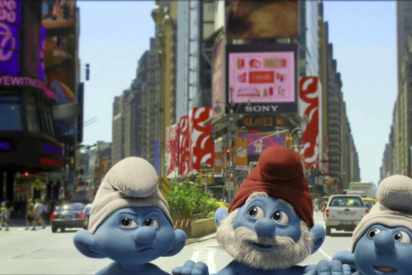 Grouchy, Papa and Clumsy Smurf in Columbia Pictures' THE SMURFS. __ Caption: Columbia...