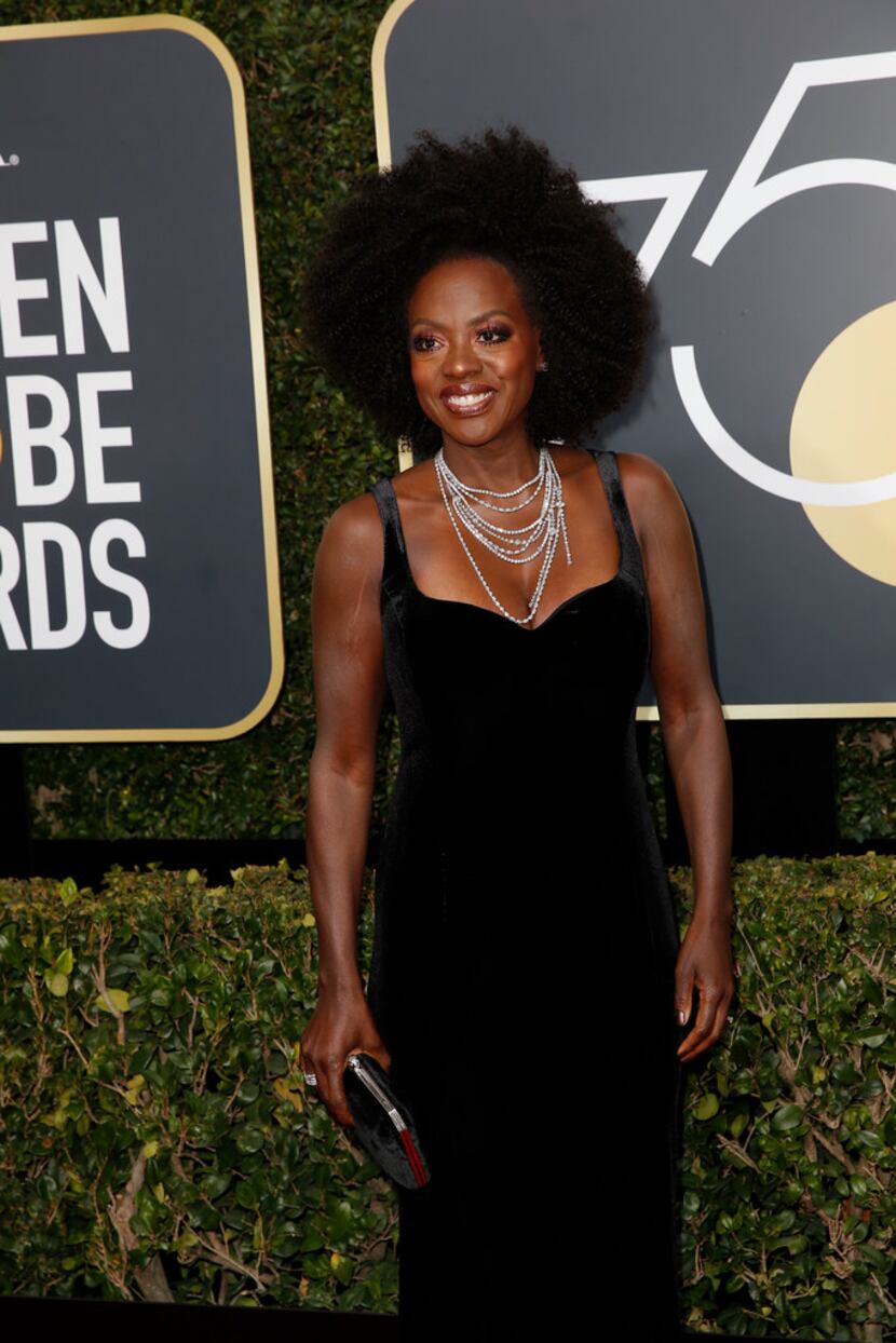 Viola Davis arrives at the 75th Annual Golden Globes at the Beverly Hilton Hotel in Beverly...