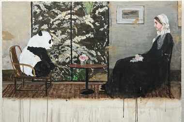In the 2022 work "Where is My Mother?," Charles Meng adds a panda to the classic scene from...