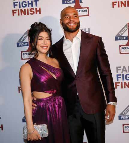 Dallas Cowboys quarterback Dak Prescott and his girlfriend Sarah Jane Ramos pose for a photo...