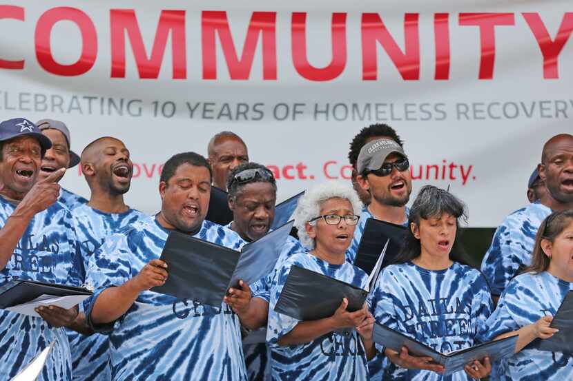 The Dallas Street Choir performed during the ten-year anniversary event at the Bridge...