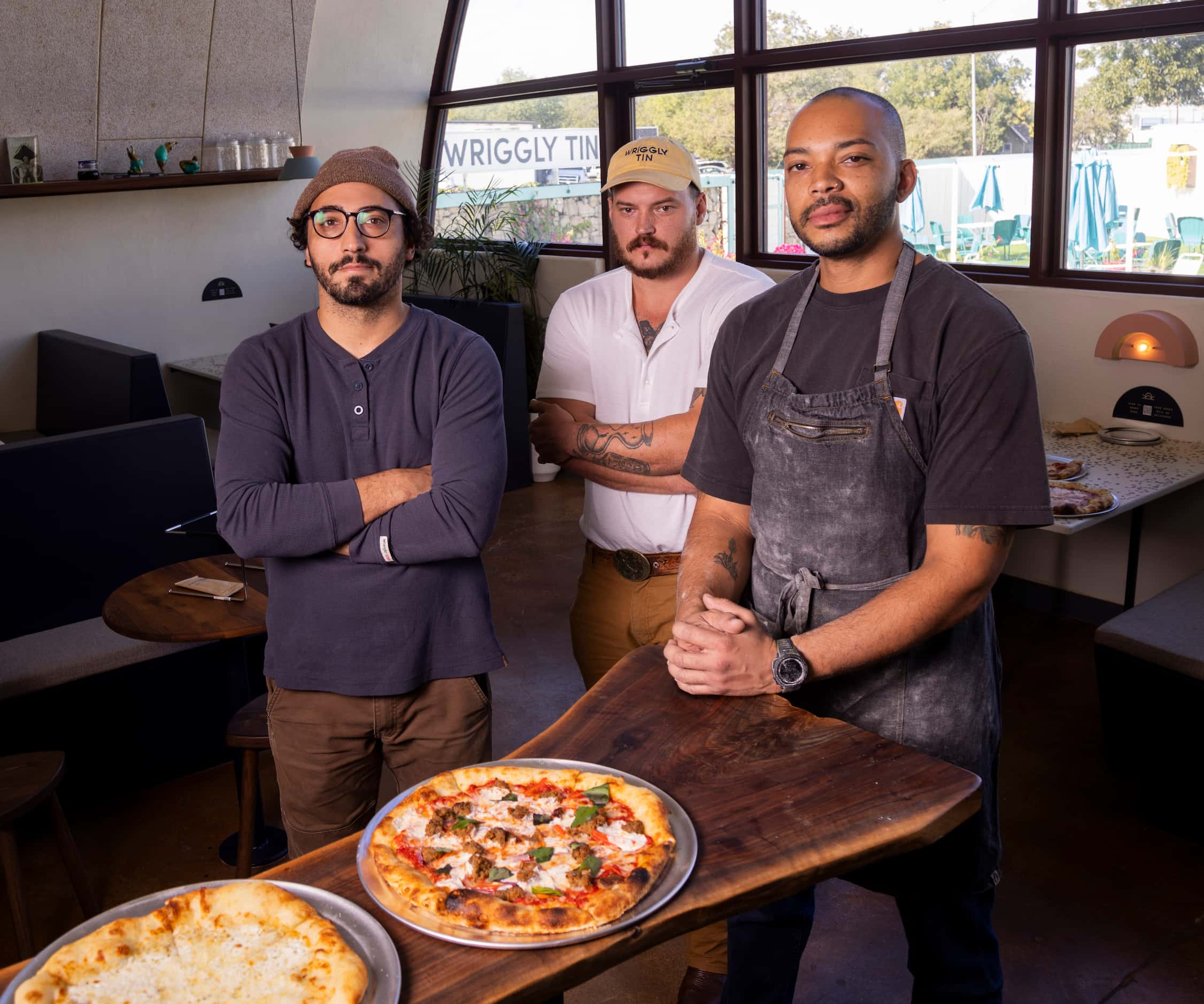 (From left) Owner and brewer Aaron Garcia, owner and CEO Jacob Boger and Chef Desmon Coleman...