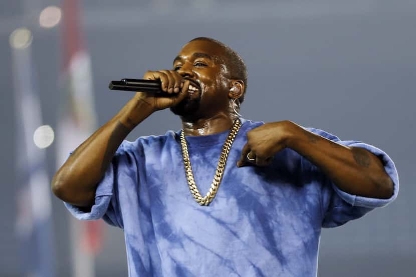Kanye West performs during the closing ceremony of the Pan Am Games in Toronto. (AP...